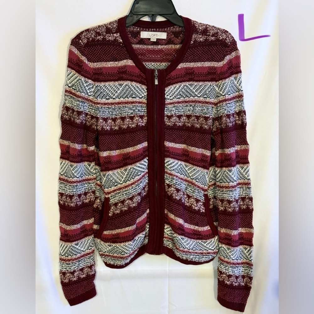 LOFT Multicolor Patterned Cardigan